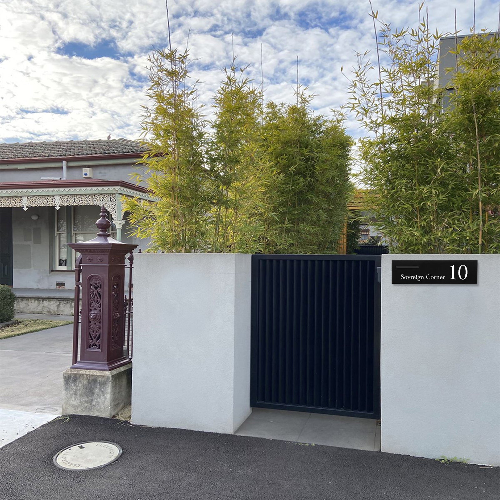 Black Powder-Coated Aluminium Letterbox Faceplate 900 x 250mm - 240 Slot LHS