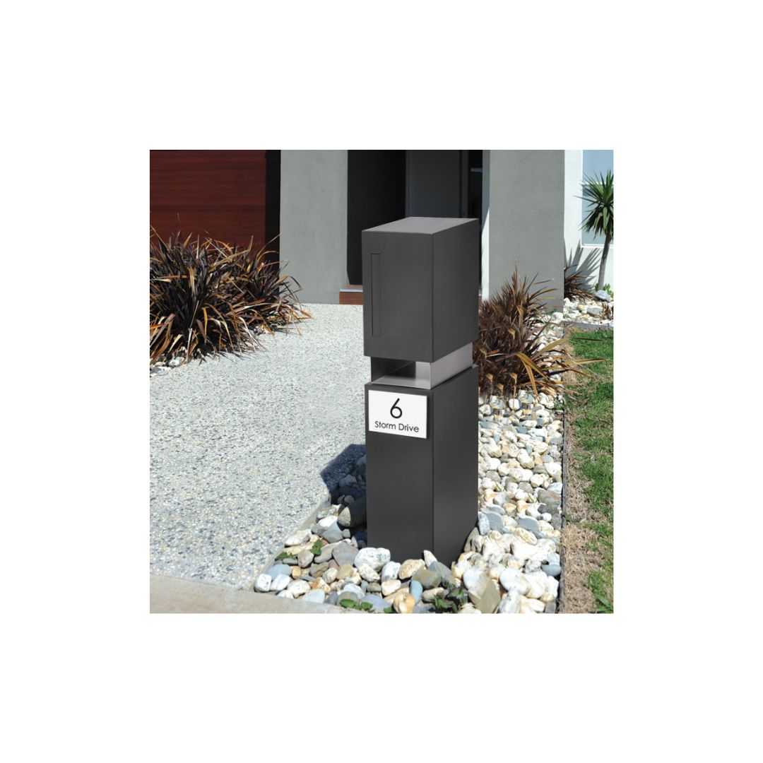 White Traffolyte Address Sign with Black Engraved Text - 200 x 140mm
