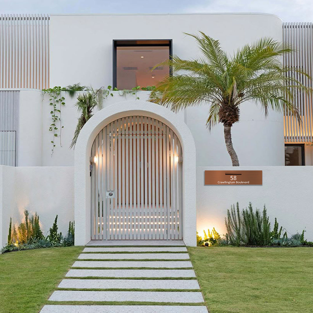 Corten Powder-Coated Aluminium Letterbox Faceplate 1200 x 300 - 340 Central Slot