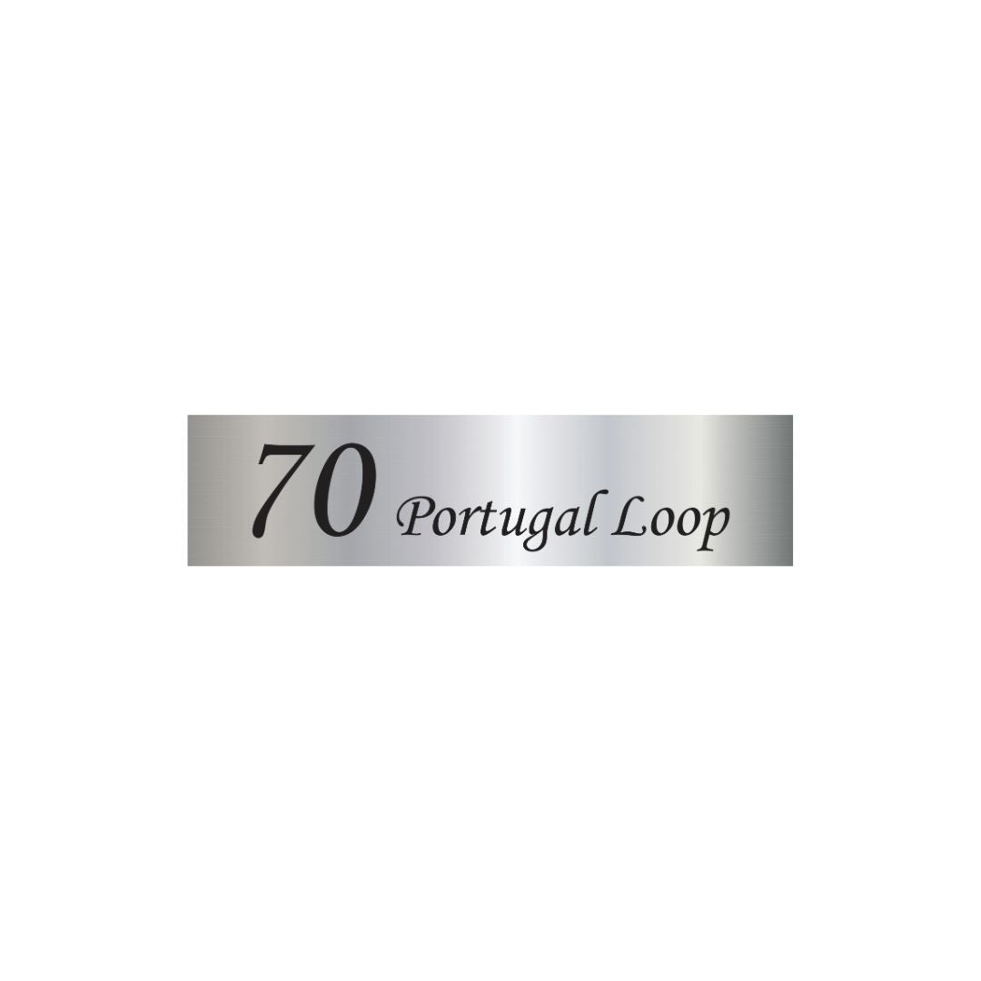 Marine Grade Mirror Polished Stainless Steel Address Sign - 1200 x 300mm (Laser Cut)