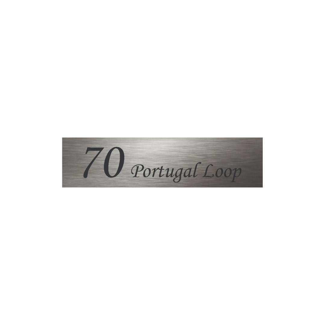 Marine Grade Brushed Stainless Steel Address Sign 1200 x 300 (Laser Etched)