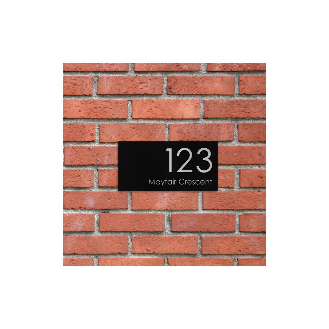 Black Traffolyte Address Sign with Vinyl Text – 300 x 140mm