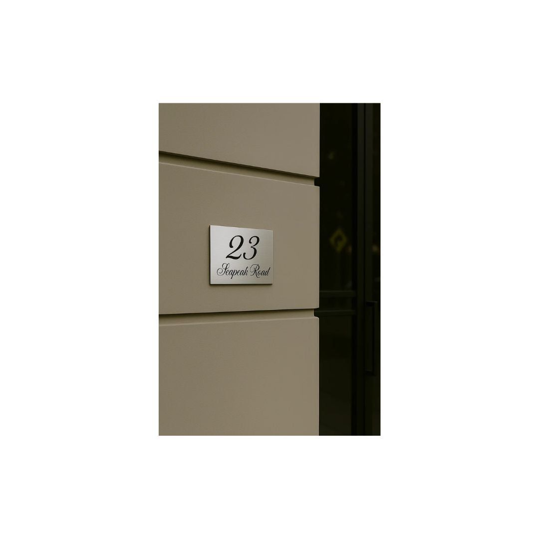 316 Marine Grade Brushed Stainless Steel Address Plate 200 x 140mm - Laser Cut