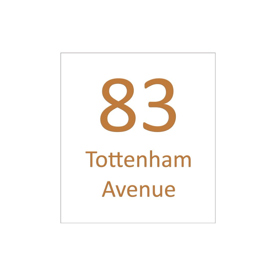 White Powder Coated Address Sign With Laser Cut Text 390 x 430mm