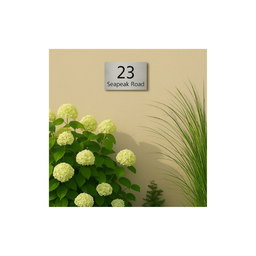 316 Marine Grade Brushed Stainless Steel Address Plate 200 x 140mm - Laser Cut