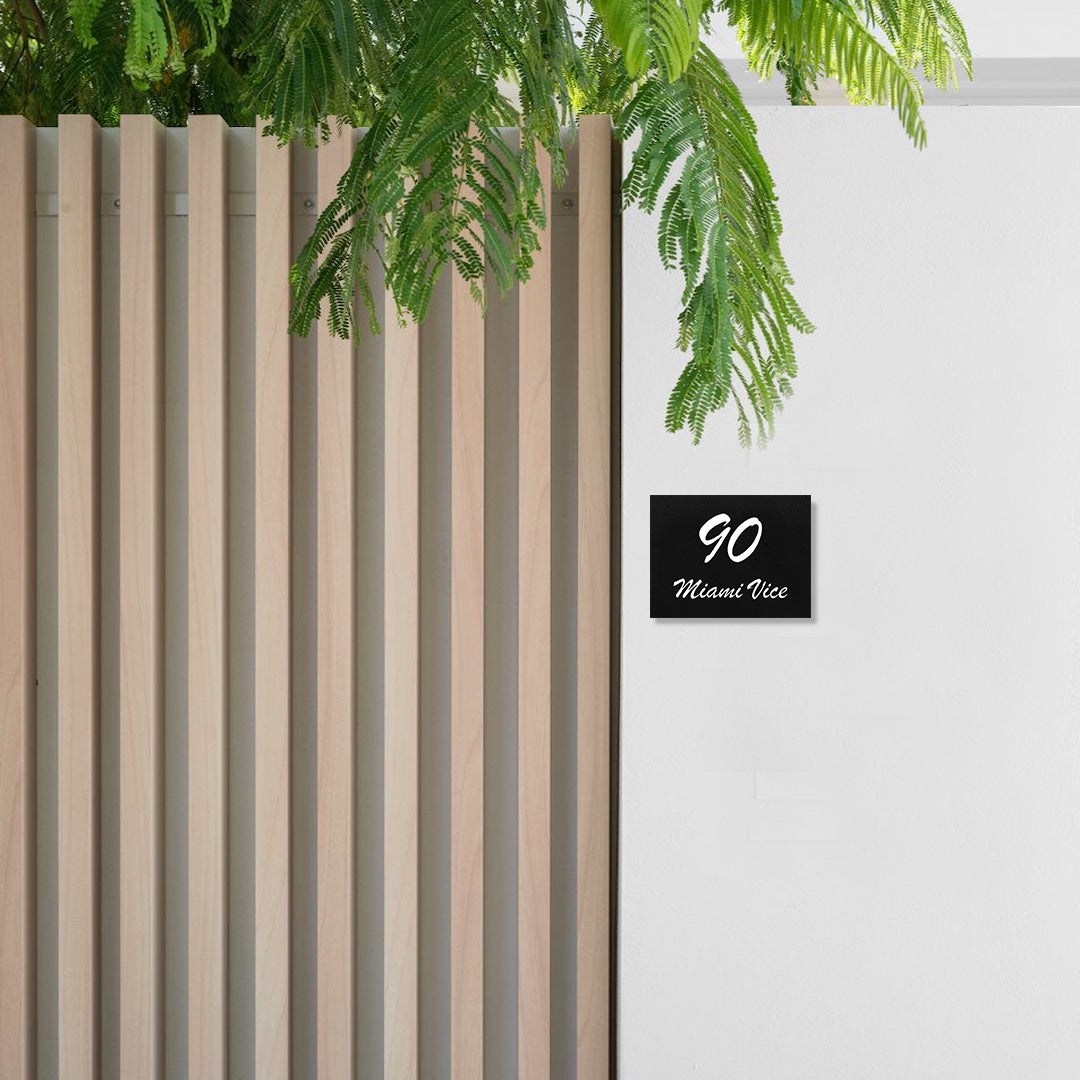 Black Powder-Coated Aluminium Address Sign with Laser Cut Text 290 x 220mm