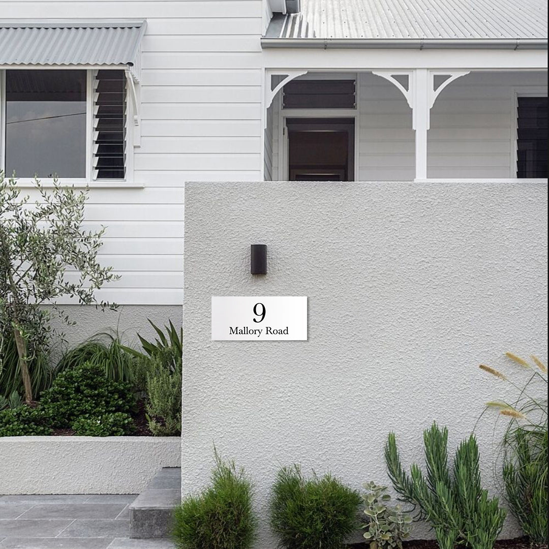 Surfmist Colorbond Steel Address Sign with Vinyl Text - 600 x 300mm