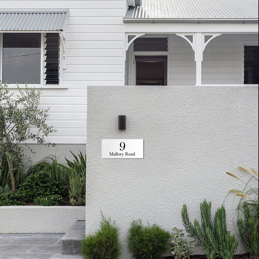 Surfmist Colorbond Steel Address Sign with Vinyl Text 300 x 140mm - (Text Centralised)