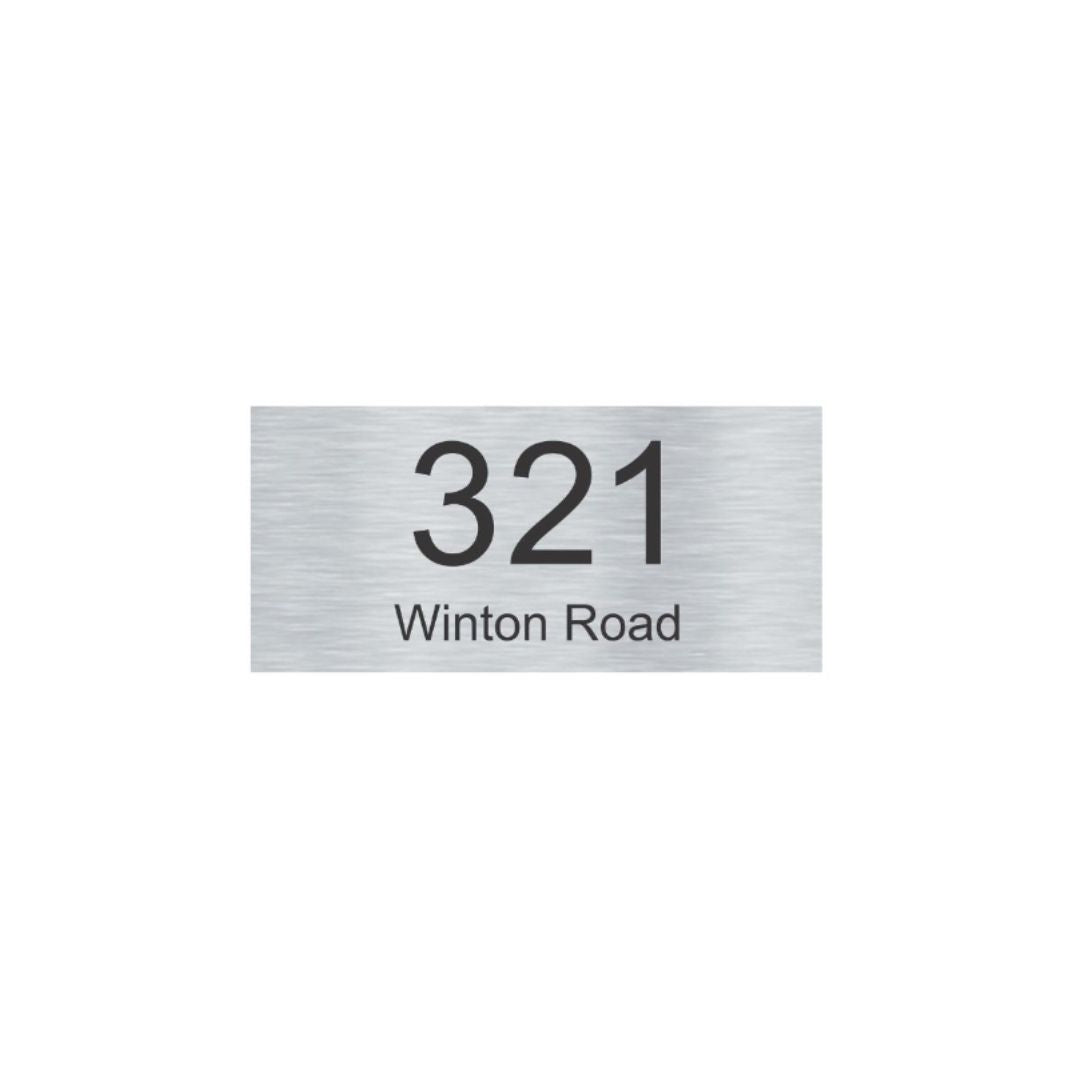 Silver Aluminum Address Sign with Vinyl Text - 300 x 140mm (Text Centralised)