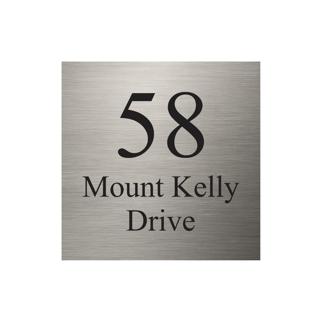 Image showcasing 316 Marine Grade Brushed Stainless Steel Address Plate 300 x 300 - Las ...