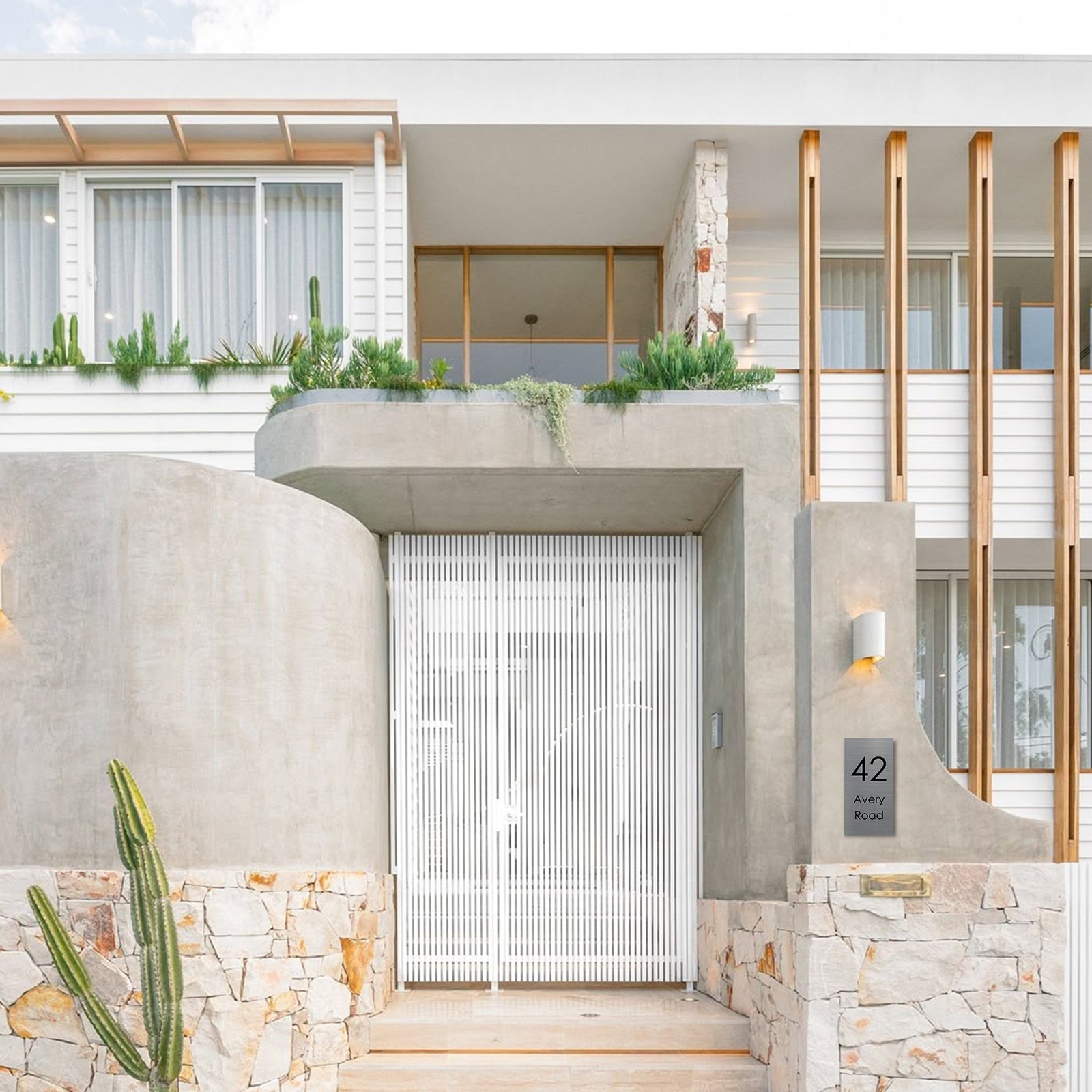 316 Marine Grade Brushed Stainless Steel Address Plate 300 x 600mm - Laser Etched