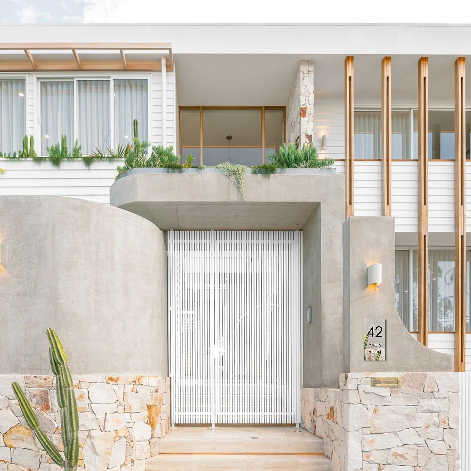 316 Marine Grade Mirror Polished Address Plate 300 x 600 - Laser Etched