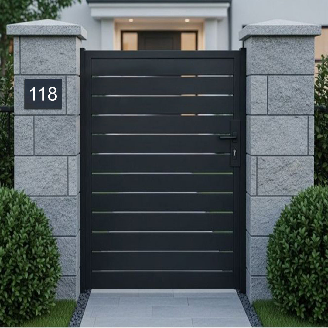 Black Traffolyte Address Sign with White Engraved Text – 200 x 140mm