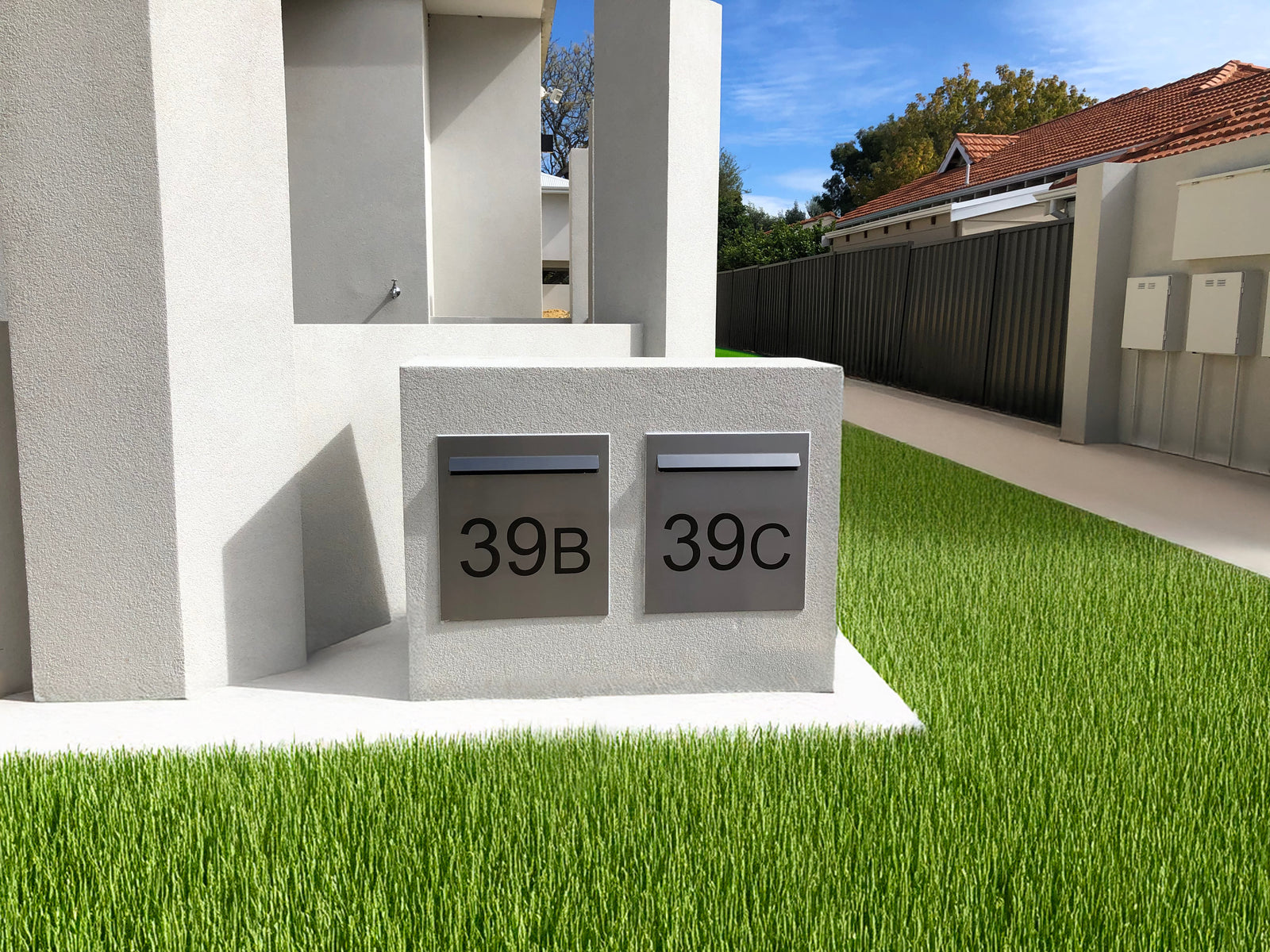 Marine Grade Brushed Stainless Steel Letterbox Faceplate 390 x 430mm (Laser Cut) - 340 Slot