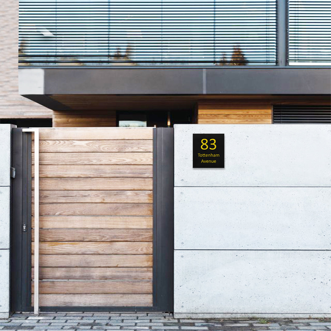 Black Traffolyte Address Sign with Vinyl Text - 390 x 430mm