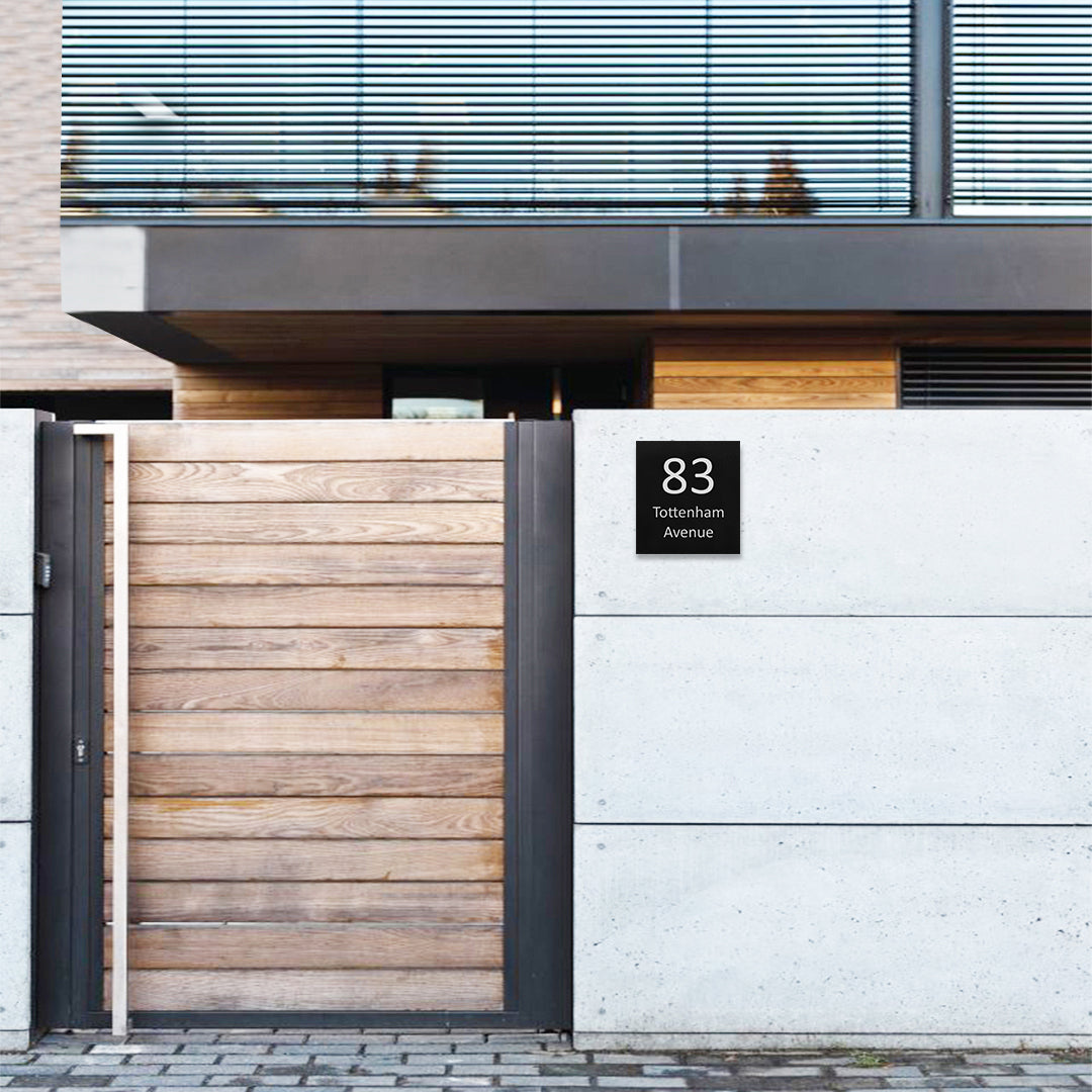 Black Traffolyte Address Sign with Vinyl Text - 390 x 430mm