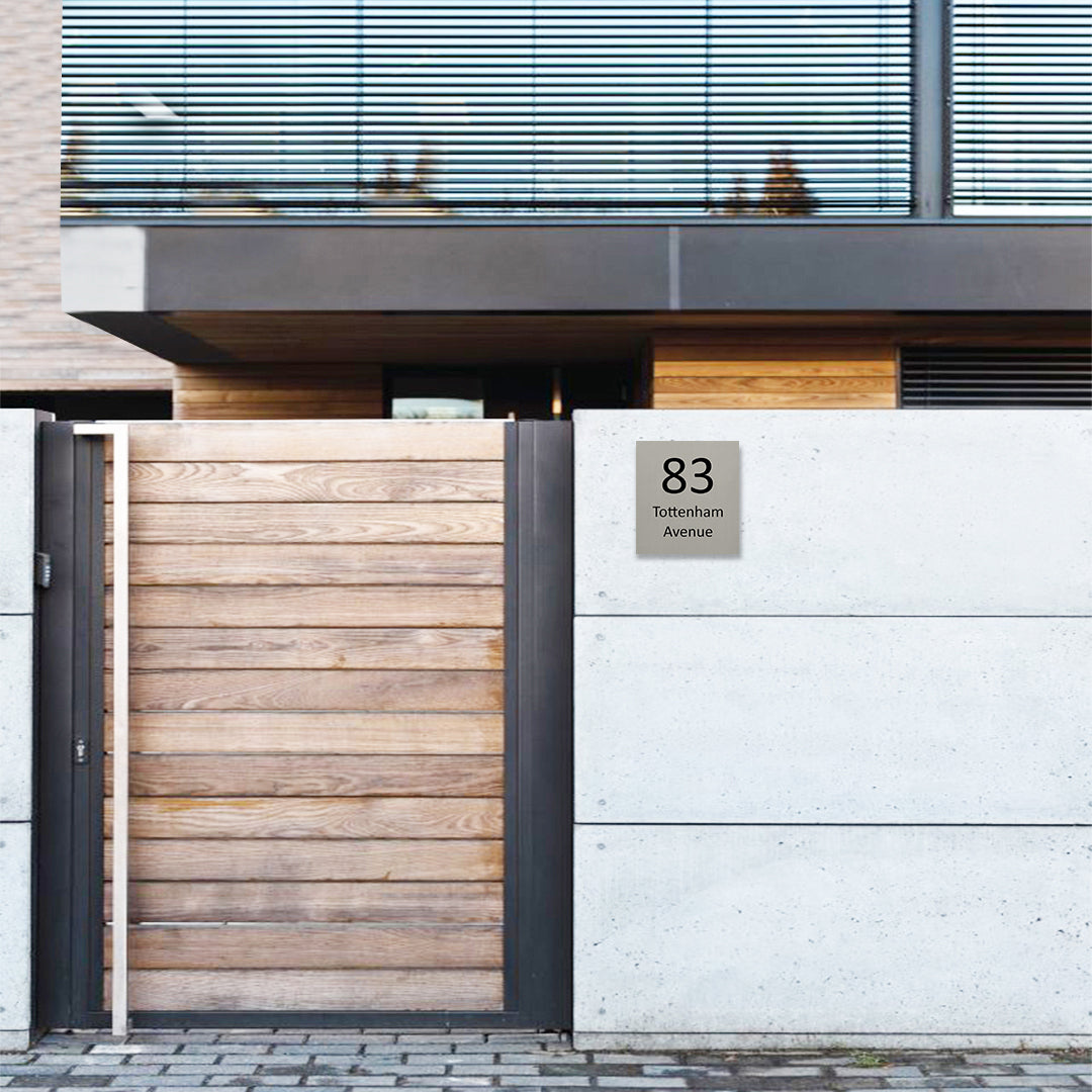 Shale Grey Colorbond Steel Address Sign with Vinyl Text - 390 x 430mm