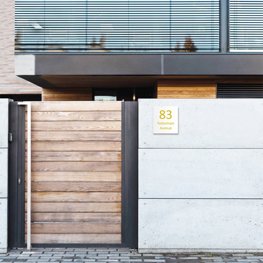 Surfmist Colorbond Steel Address Sign with Vinyl Text - 390 x 430mm