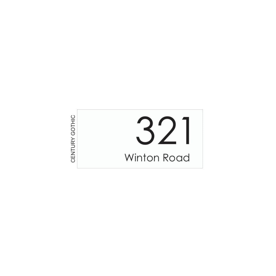 White Traffolyte Address Sign with Vinyl Text - 300 x 140mm