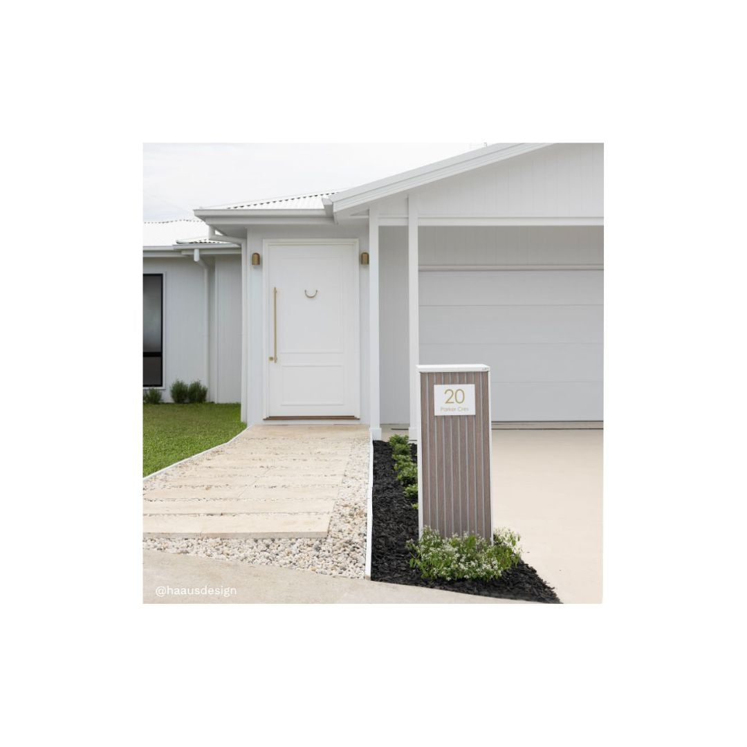 White Colorbond Steel Address Sign with Vinyl Text 200 x 140mm