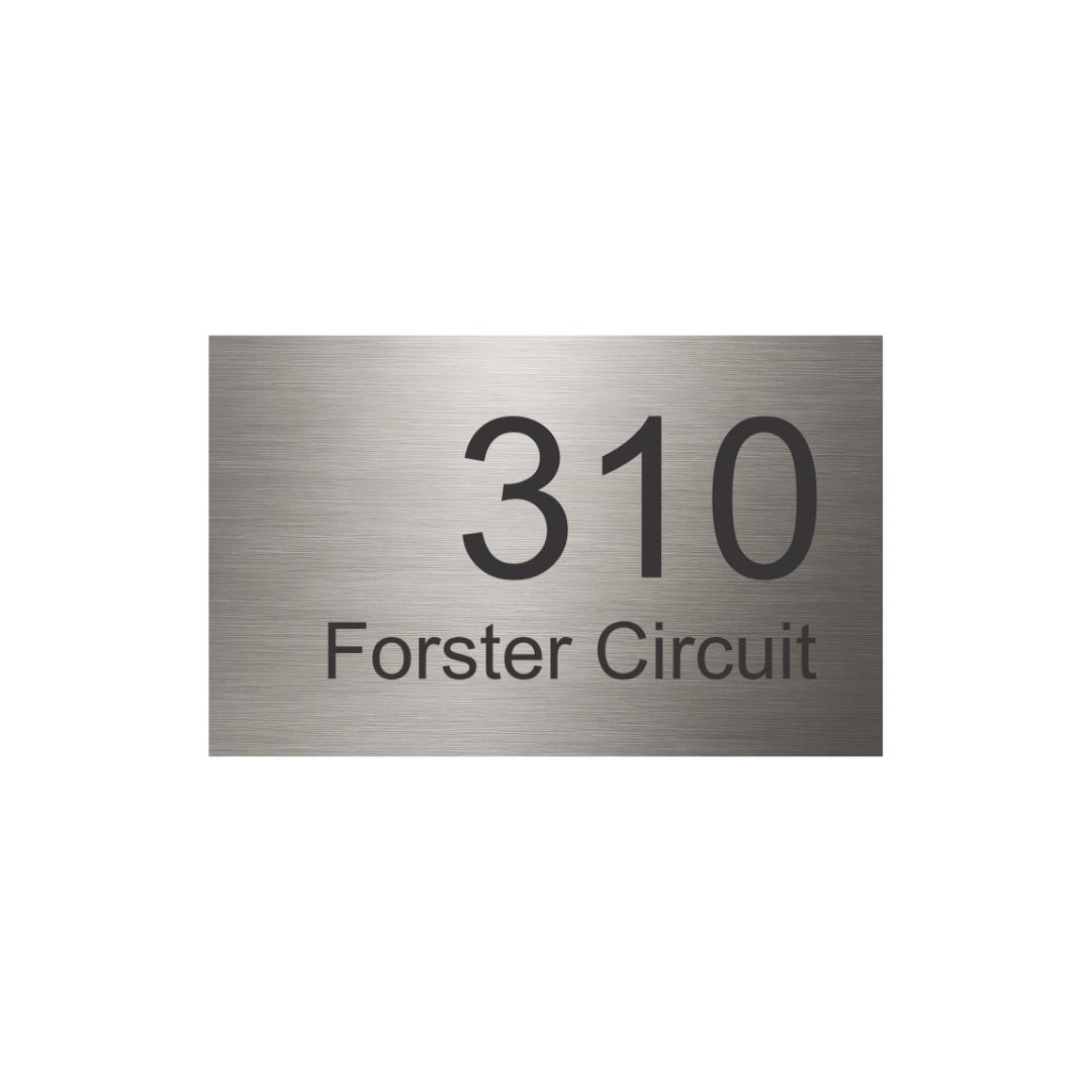 316 Marine Grade Brushed Stainless Steel Address Plate 400 x 250 - Laser Cut (Text Aligned Right)