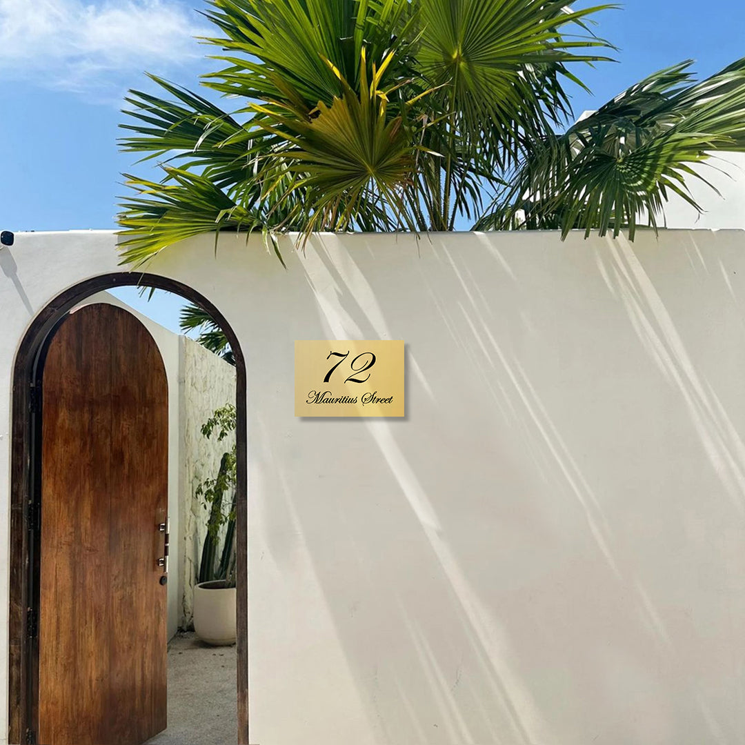 Gold Aluminum Address Sign with Vinyl Text 400 x 280