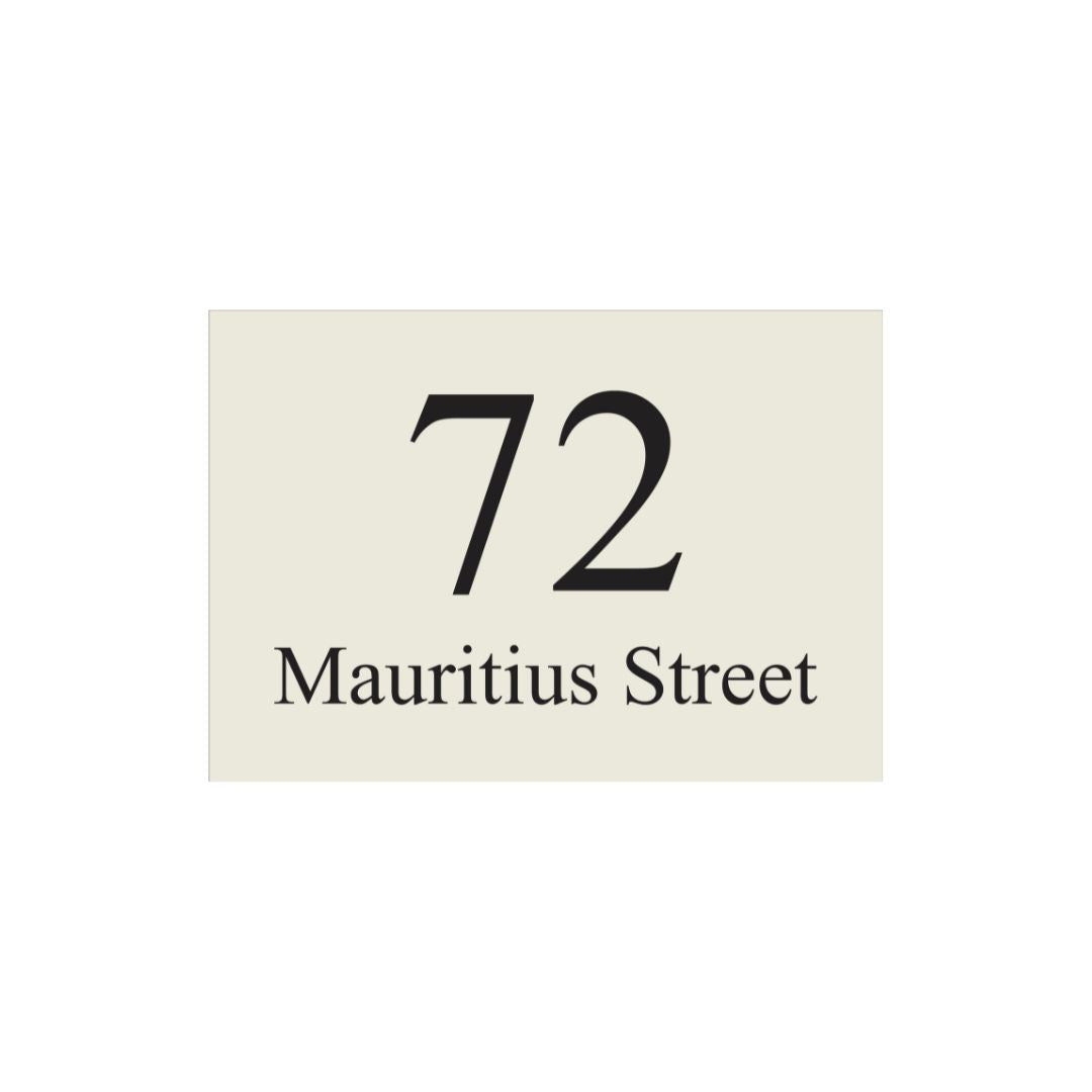 Surfmist Colorbond Steel Address Sign with Vinyl Text 400 x 280mm