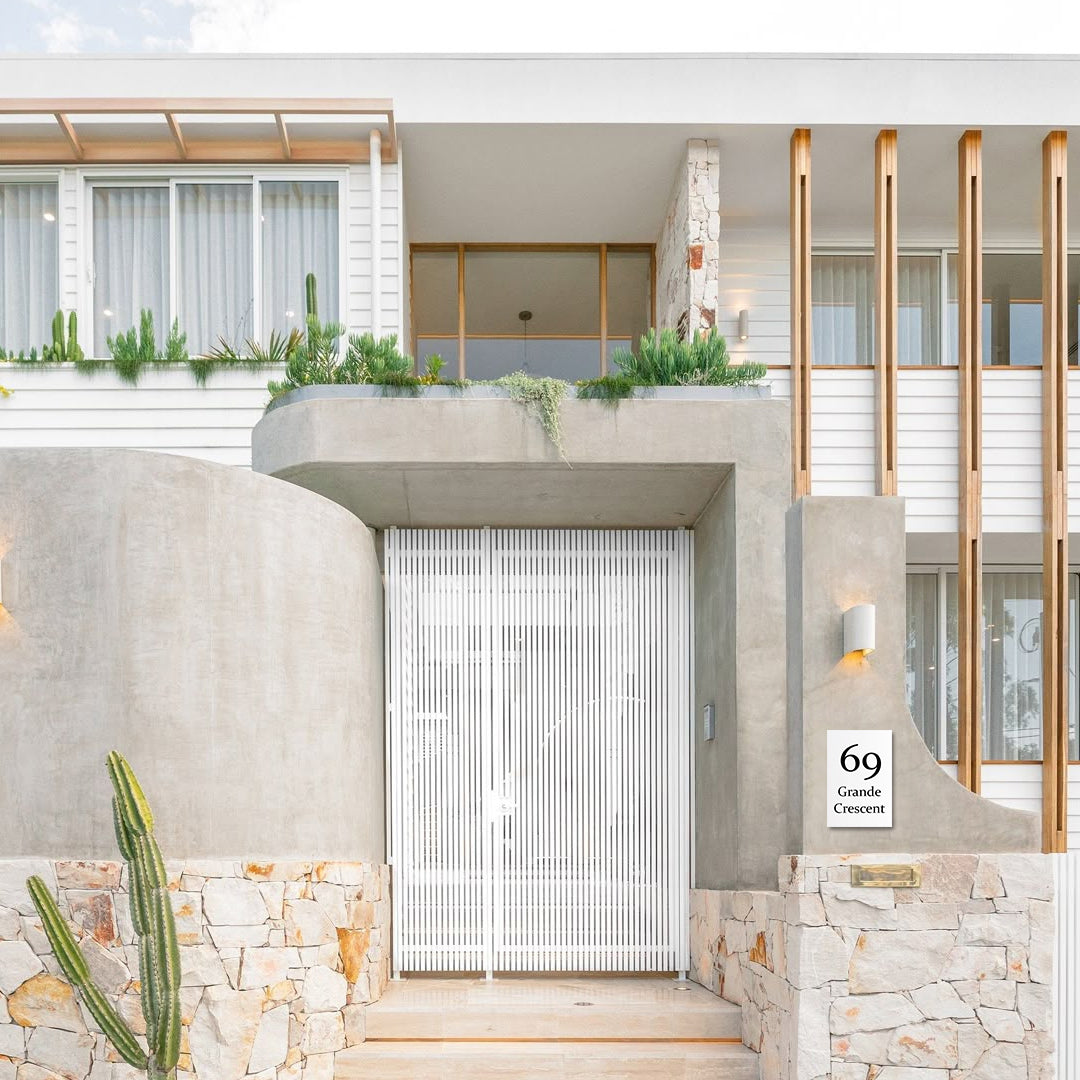 White Powder-Coated Address Sign Laser Cut – 400 x 600mm