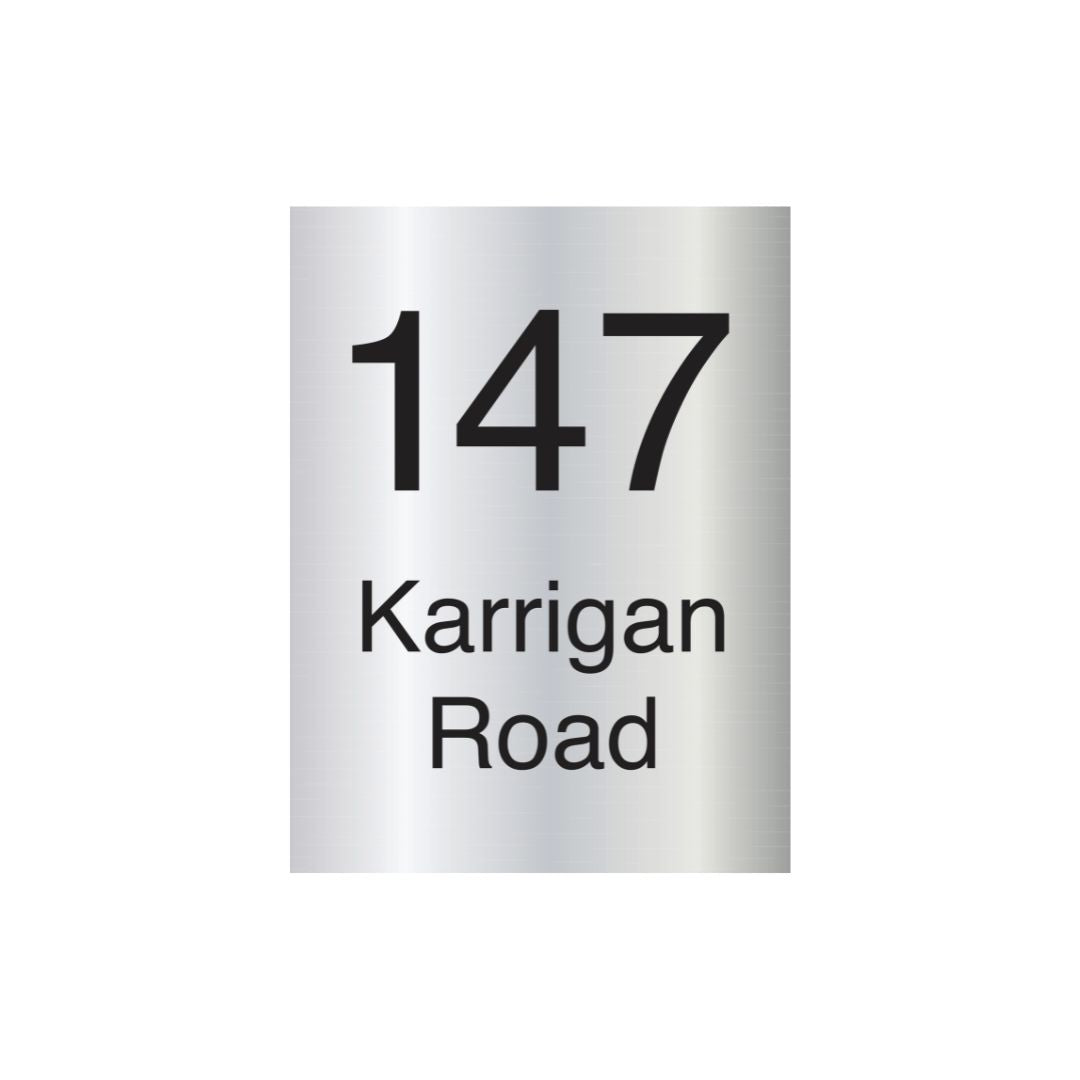 Marine Grade Mirror Polished Stainless Steel Address Sign 450 x 600mm (Laser Etched)