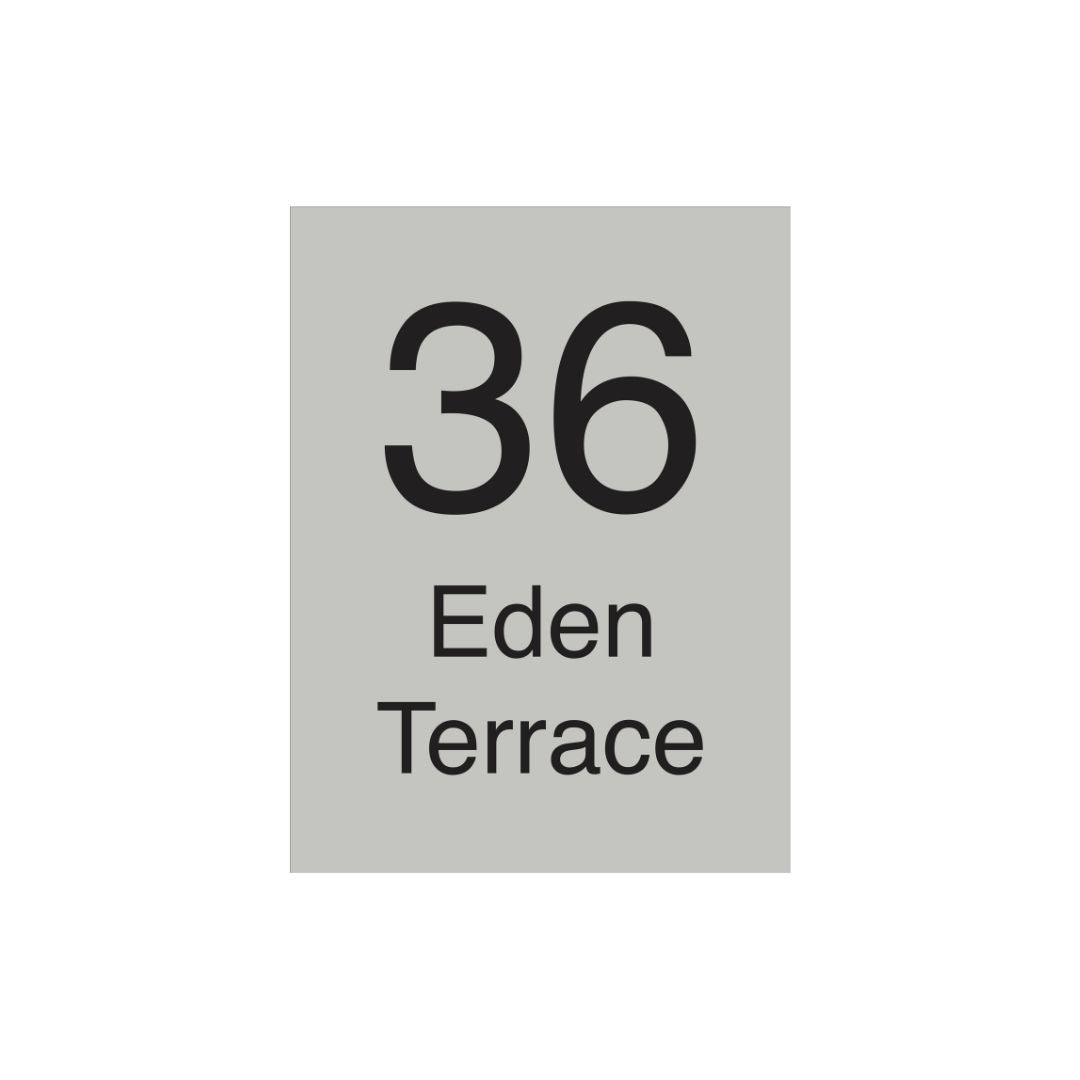 Shale Grey Powder-Coated Aluminium Address Plate with Laser Cut Text 450 x 600mm