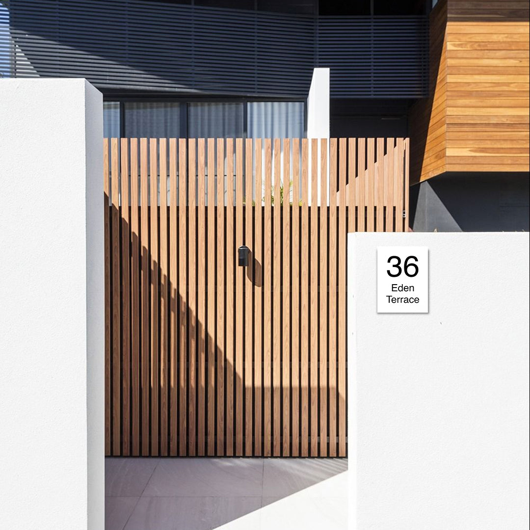 White Colorbond Steel Address Sign with Vinyl Text - 450 x 600mm