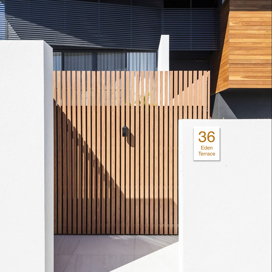 White Colorbond Steel Address Sign with Vinyl Text - 450 x 600mm