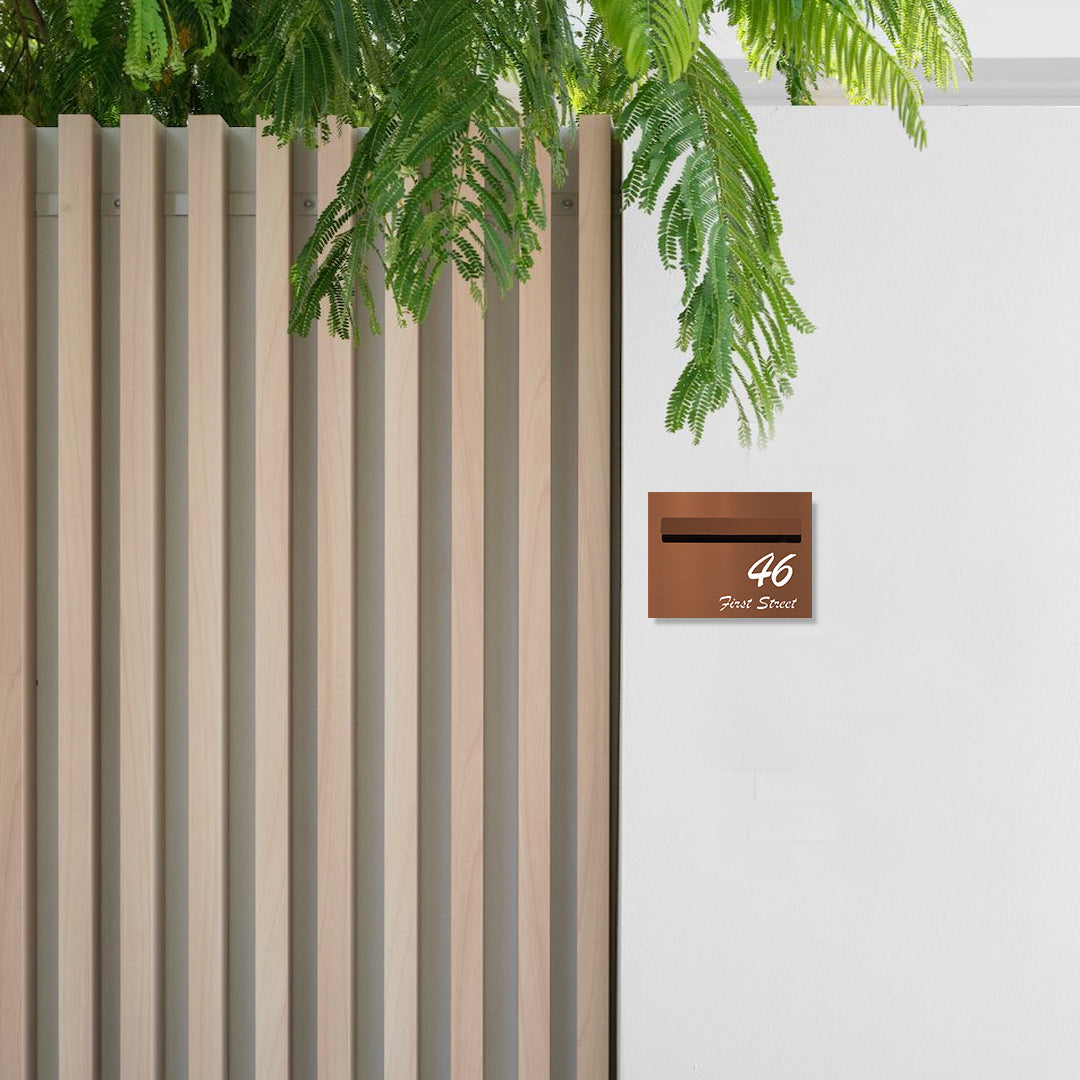 Corten Powder-Coated Aluminium Letterbox Faceplate 290 x 220 with 240 Slot