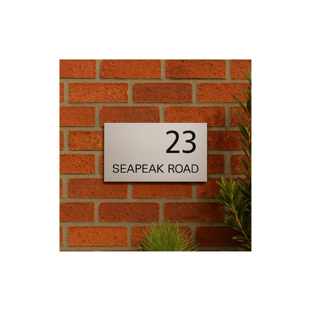316 Marine Grade Brushed Stainless Steel Address Plate 300 x 140mm - Laser Cut