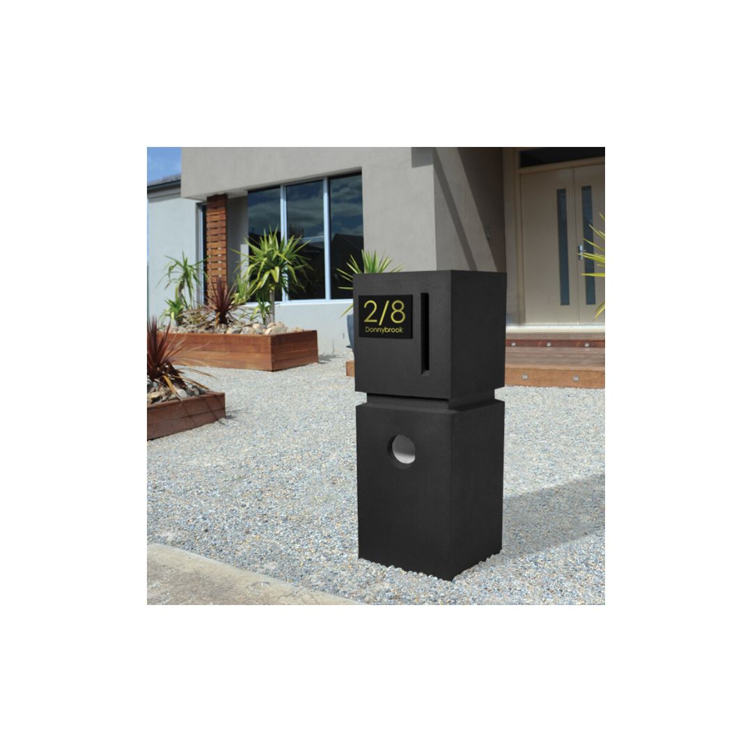 Black Traffolyte Address Sign with Vinyl Text – 200 x 140mm