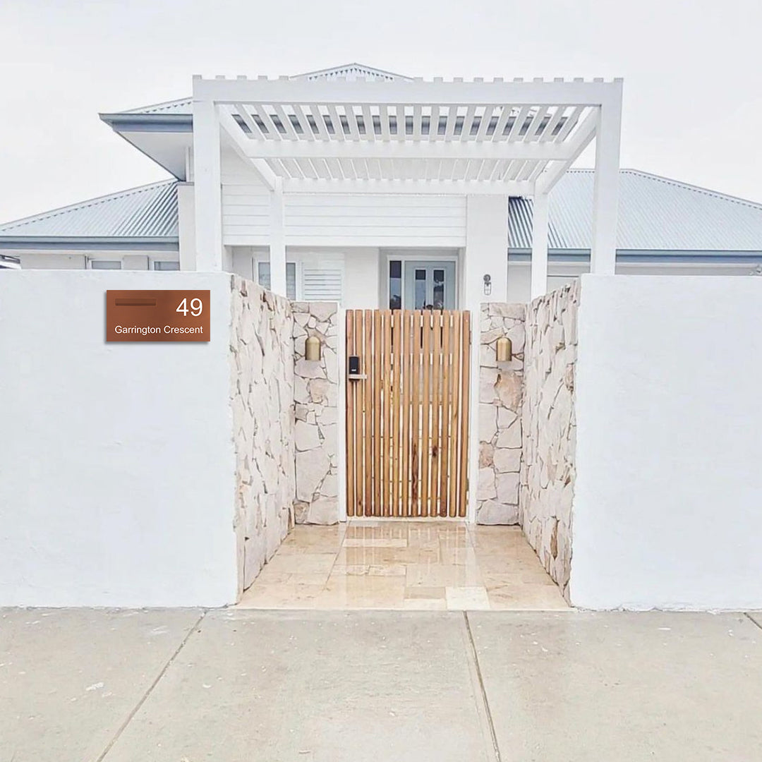 Corten Powder-Coated Aluminium Letterbox Faceplate (600 x 300) - 240 Slot LHS