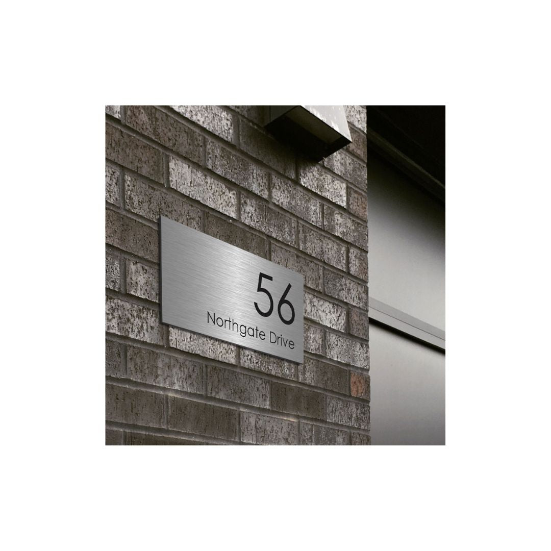 316 Marine Grade Brushed Stainless Steel Address Plate 400 x 250mm - Laser Etched