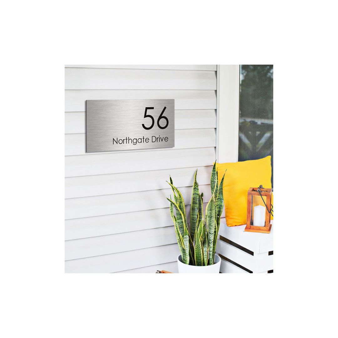 316 Marine Grade Brushed Stainless Steel Address Plate 400 x 250mm - Laser Etched