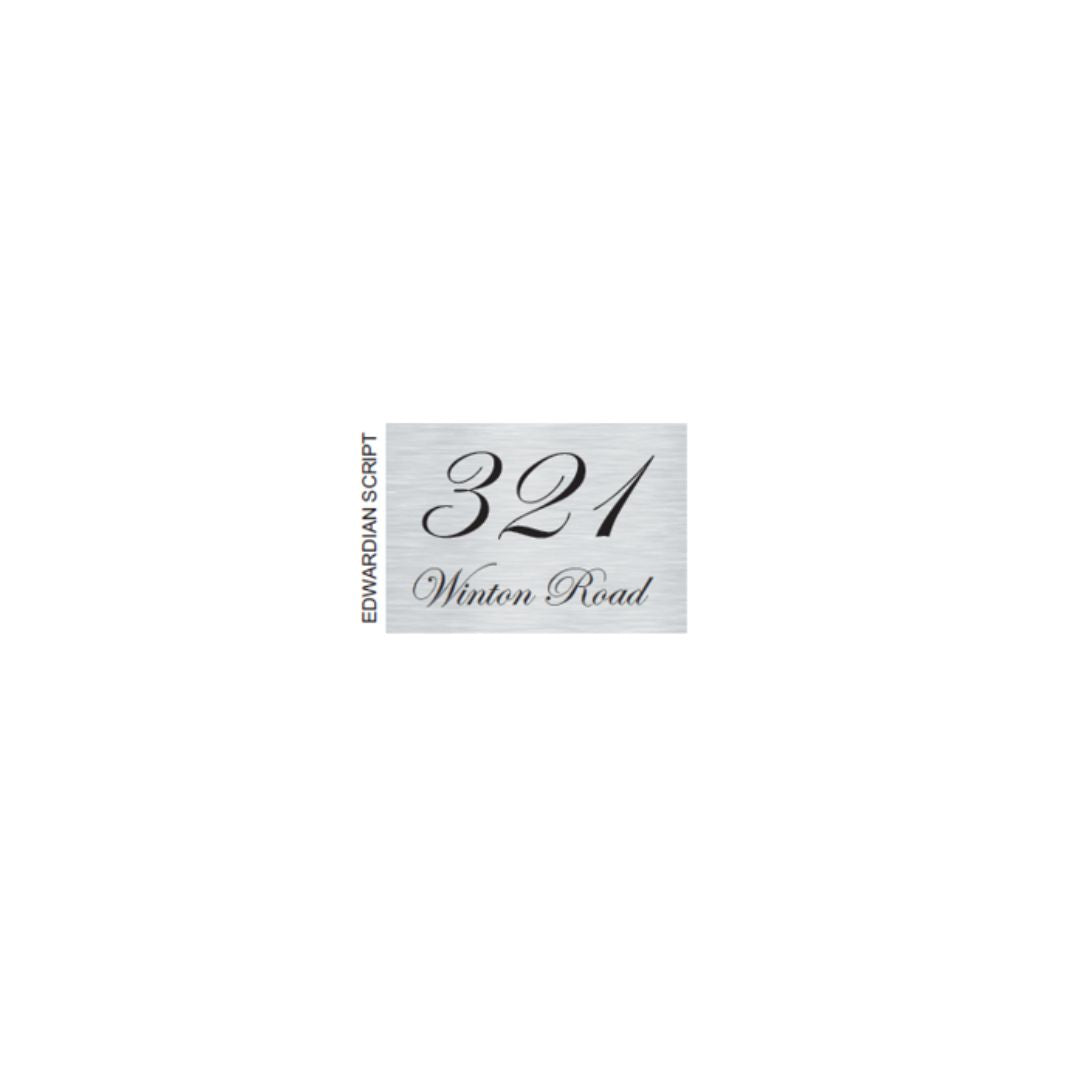 Silver Aluminium Adress Sign with Vinyl Text - 200 x 140
