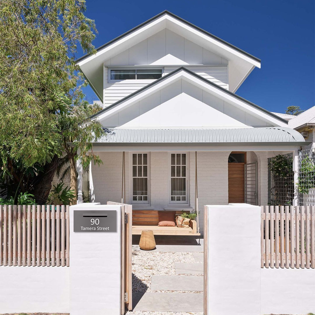 Basalt Powder-Coated Aluminium Letterbox Faceplate (600 x 300) - 340 Central Slot