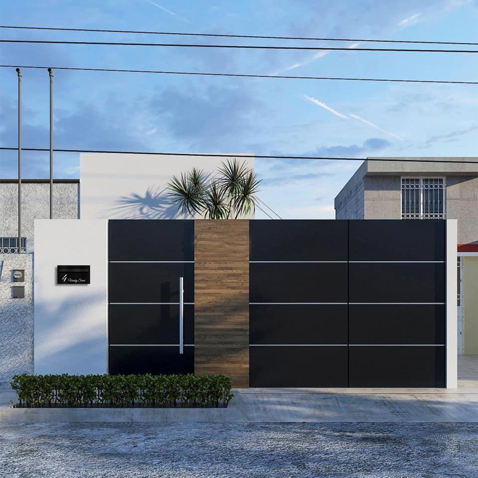 Black Powder-Coated Aluminium Letterbox Faceplate 390 x 220 - 340 Slot