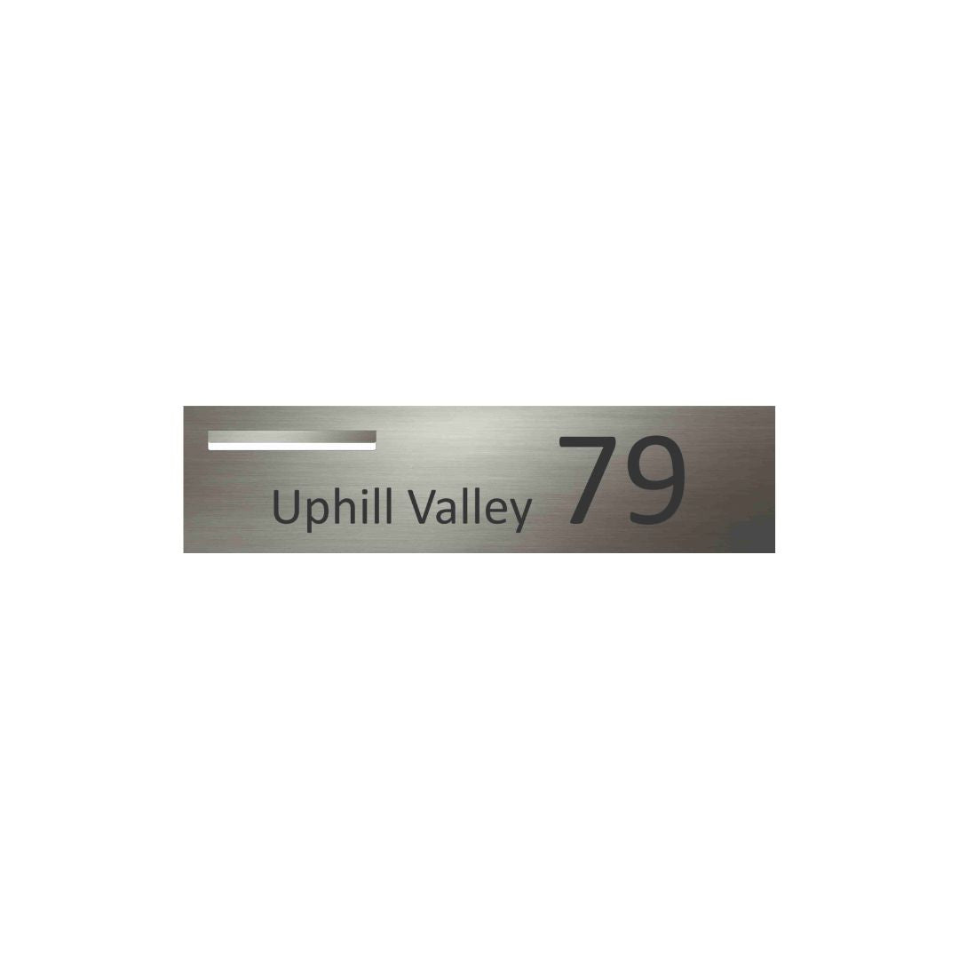 Marine Grade Brushed Stainless Steel Letterbox Faceplate 1200 x 300 (Laser Etched) - 340 LHS Slot