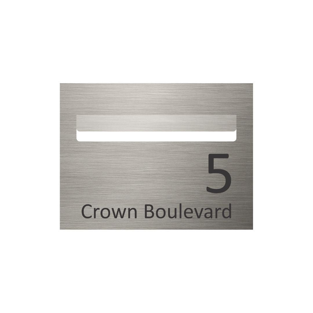 Marine Grade Brushed Stainless Steel Letterbox Faceplate 290 x 220 with 240 Slot (Laser Etched)