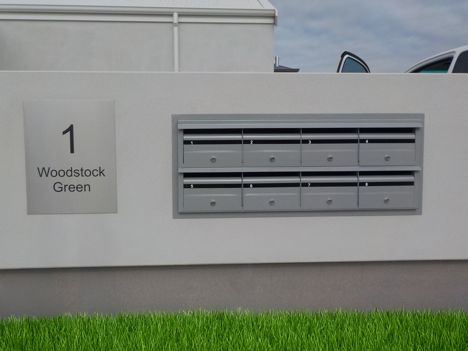 Shale Grey Powder-Coated Aluminium Address Plate with Laser Cut Text 450 x 600mm