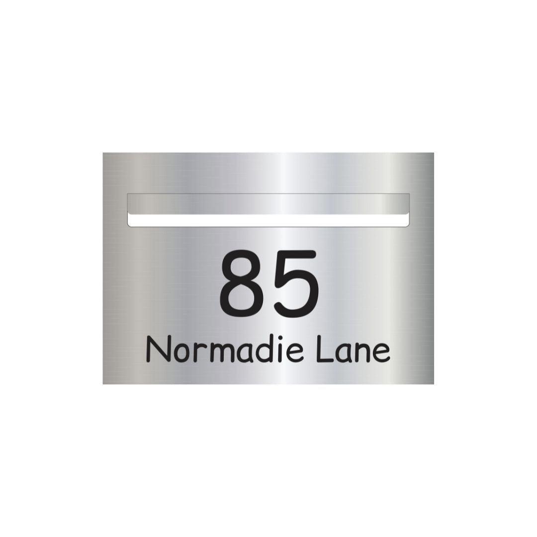 Marine Grade Mirror Polished Stainless Steel Letterbox Faceplate 400 x 250 (Laser Etched) - 340 Slot