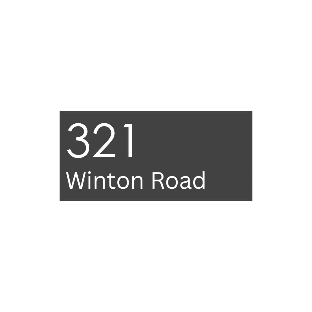 Monument Powder Coated Aluminium Address Sign With Laser Cut Text 300 x 140mm - (Text Aligned Left)