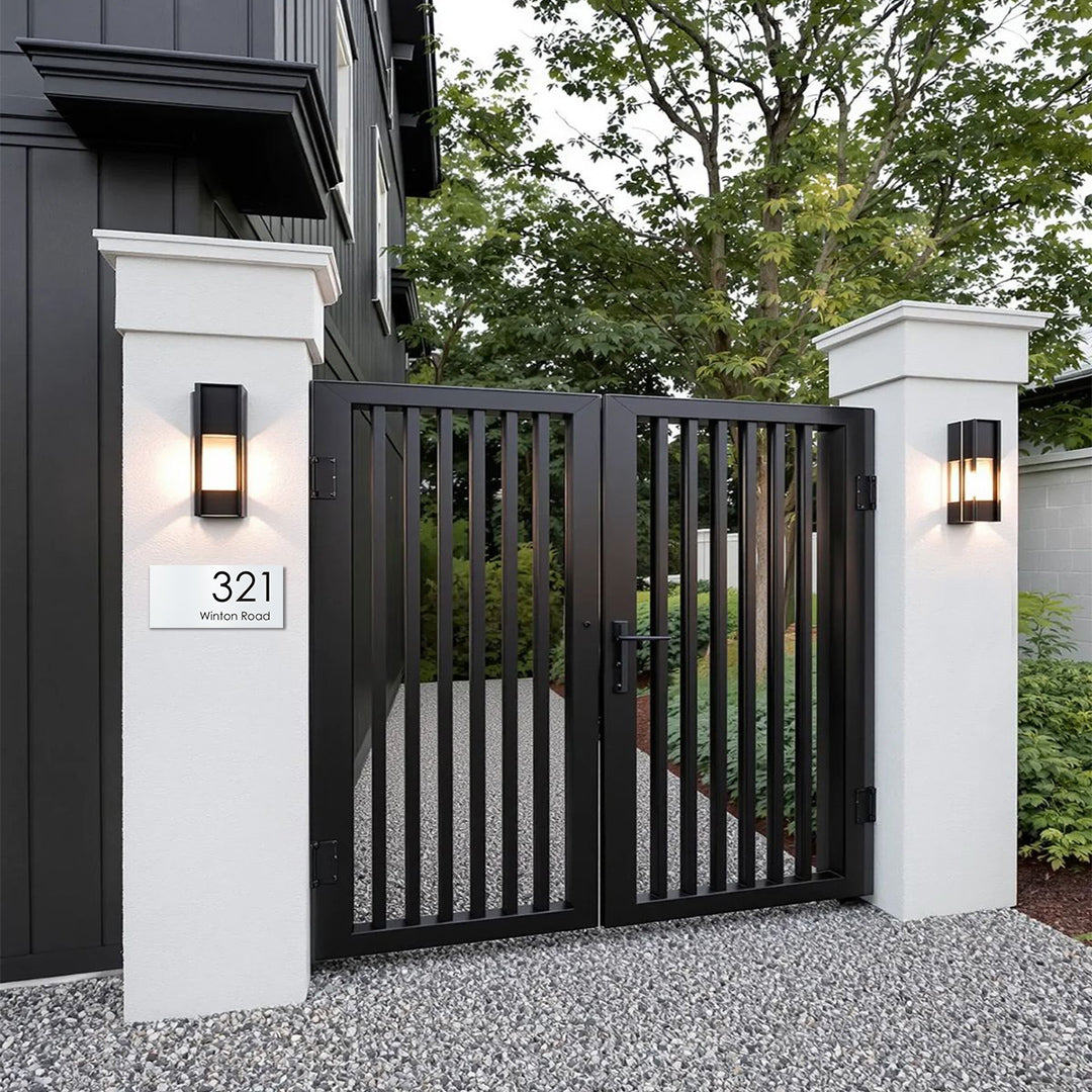 Surfmist Powder-Coated Aluminium Address Sign with Laser Cut Text 300 x 140mm