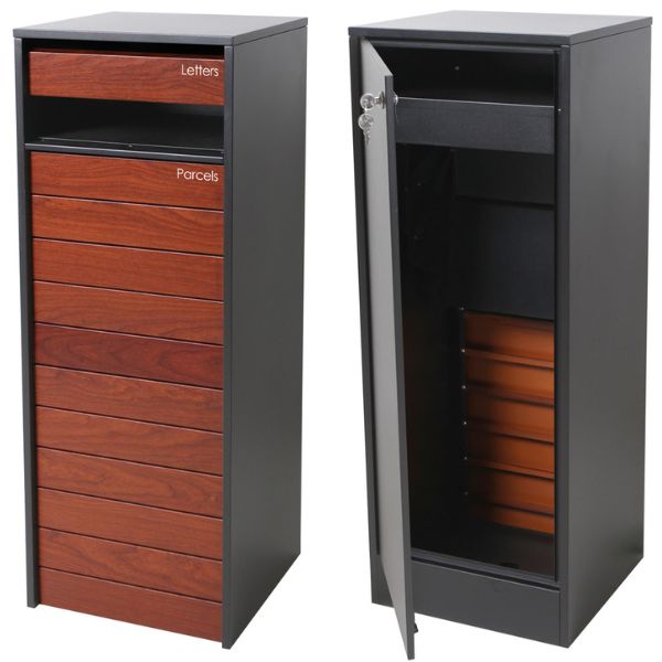 Charcoal & Merbau Hamilton Parcel & Mail Pillar