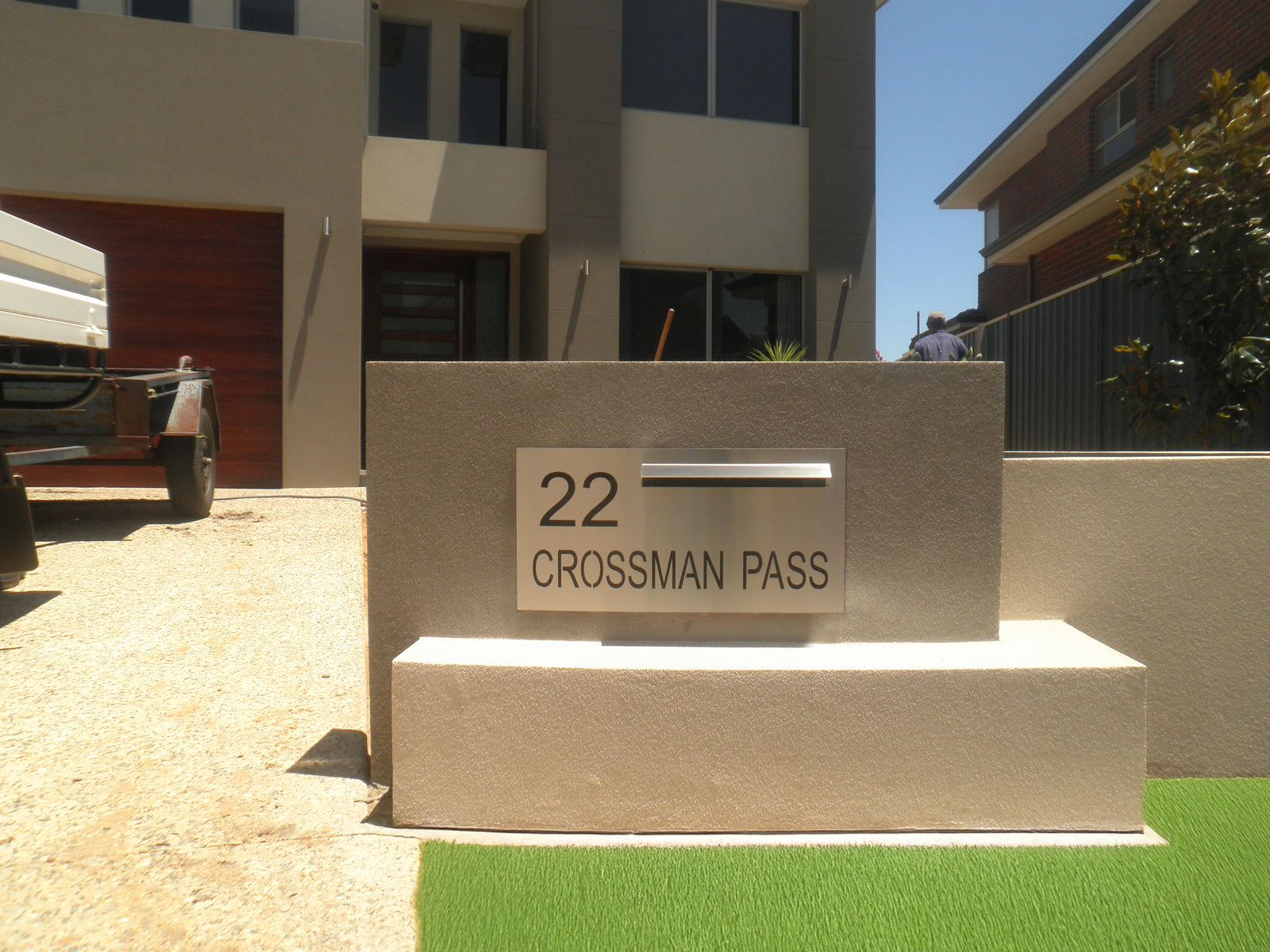 Marine Grade Brushed Stainless Steel Letterbox Faceplate 600 x 300 (Laser Etched) - 340 Slot