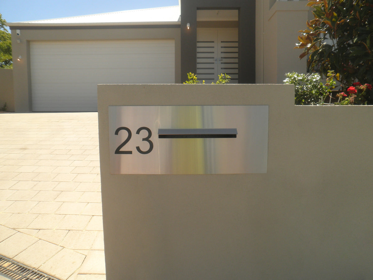Marine Grade Brushed Stainless Steel Letterbox Faceplate 600 x 300 (Laser Etched) - 340 Slot